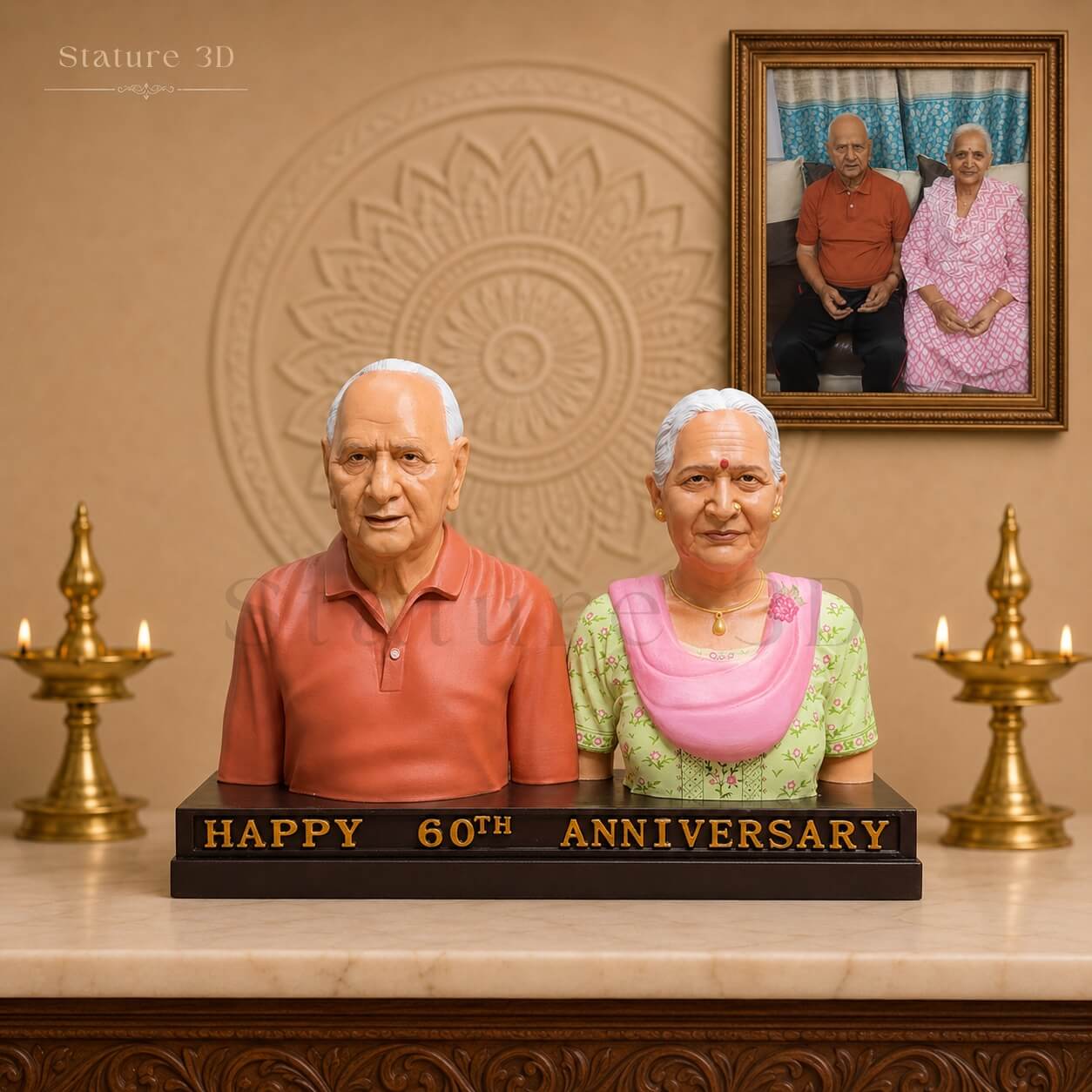 Custom Couple Half Body 3D Miniature™ | Name Plate
