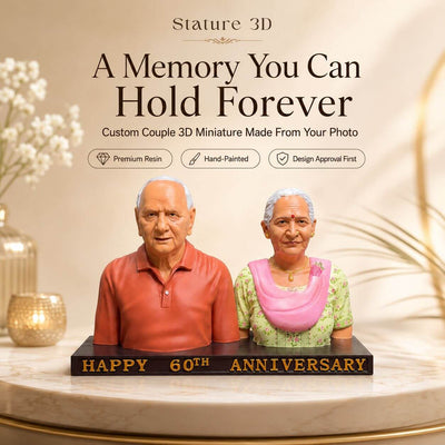 Custom Couple Half Body 3D Miniature™ | Name Plate